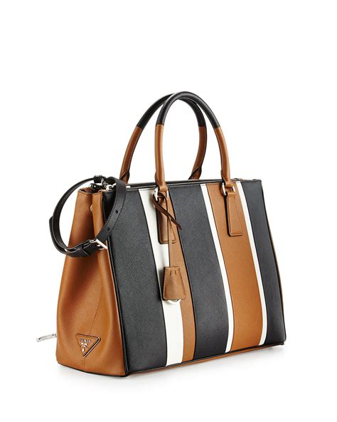 Prada Saffiano Baiadera Striped Galleria Tote Bag, 